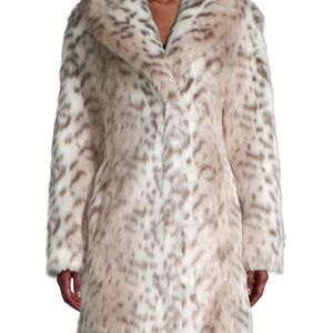 Karl Lagerfeld Snow Leopard Faux Fur Jacket